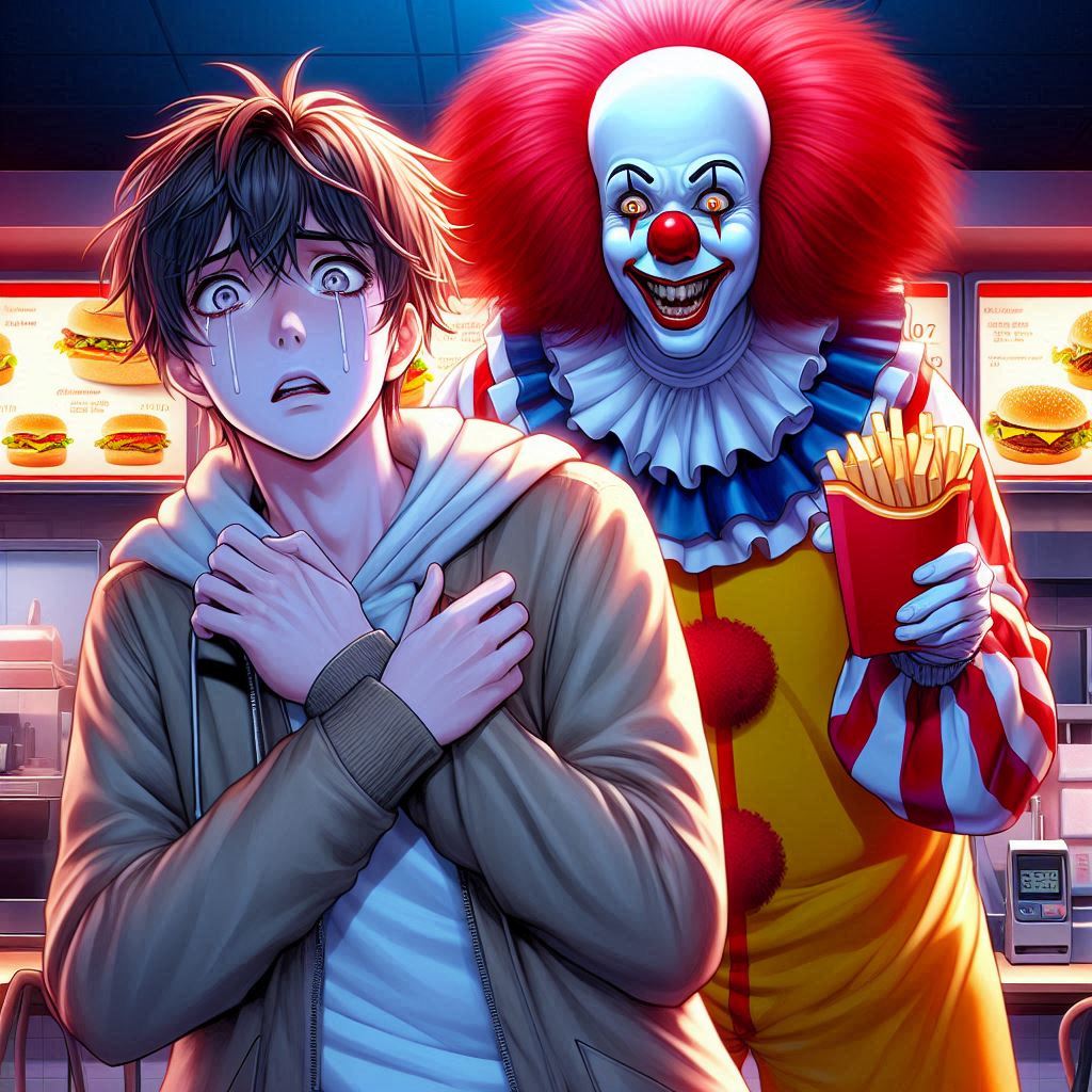 フライドポテトをすすめてくるピエロ